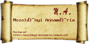 Mozolányi Annamária névjegykártya